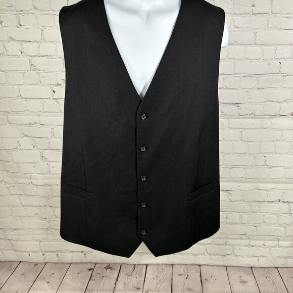 Pronto Uomo Platinum Solid Black 100% Wool Men’s Formal Vest Size 5XLT - Picture 1 of 8